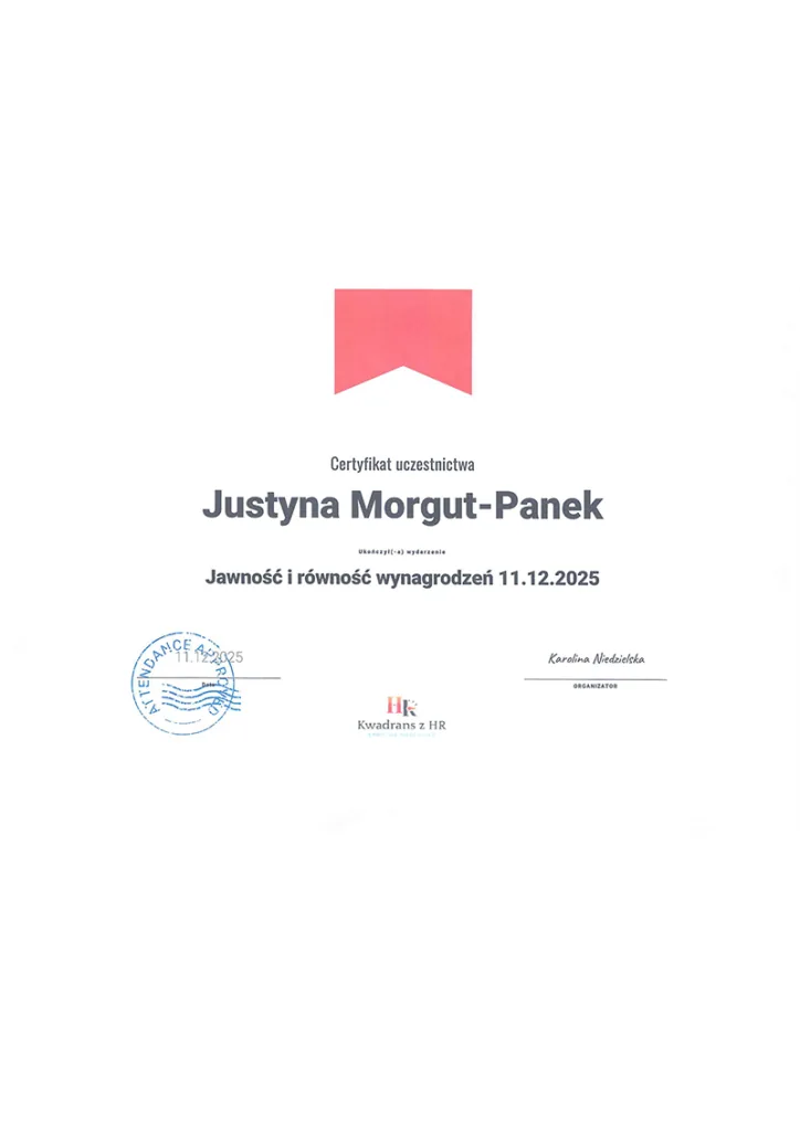 Certyfikat jawność i równość wynagrodzeń